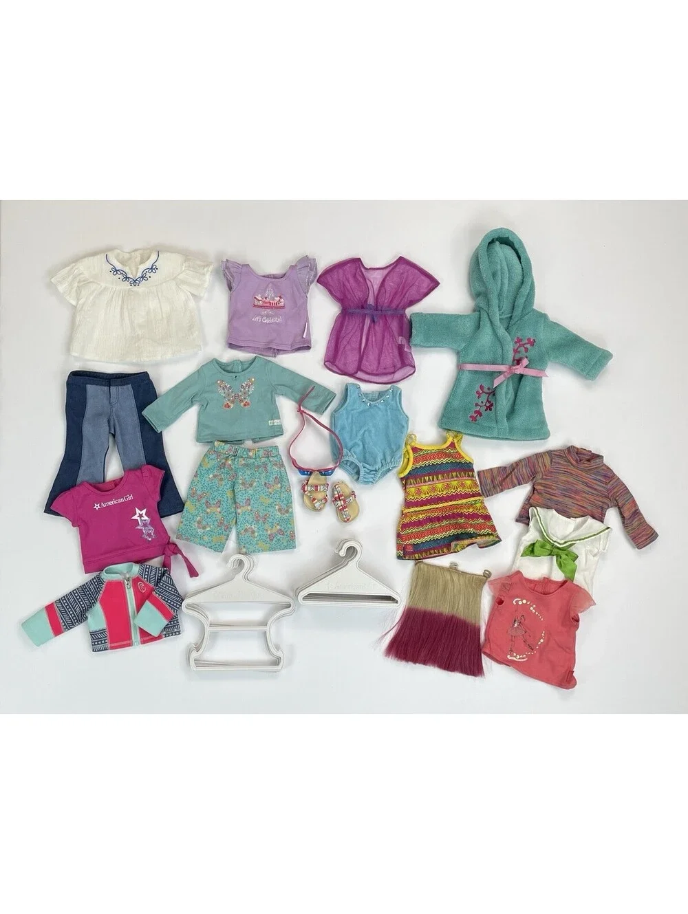 American Girl Doll Clothing Accessories Bundle Lot 17pc Plus 12 Hangers